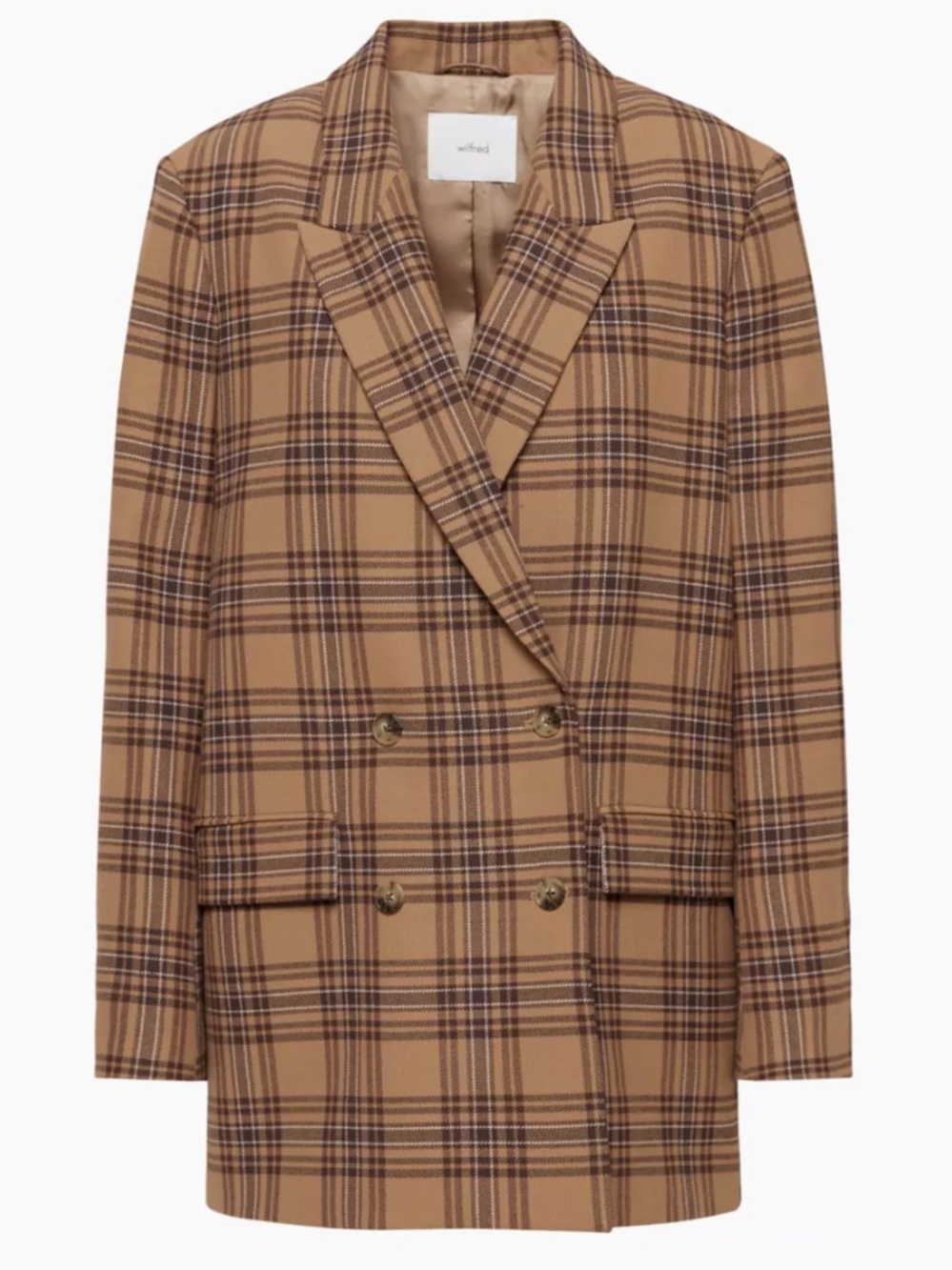 NWT Wilfred Cherrelle Plaid Double-Breasted Blazer